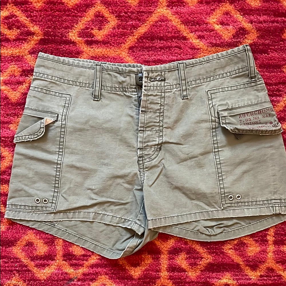 Abercrombie & Fitch Gray Cargo Shorts Cotton Twill